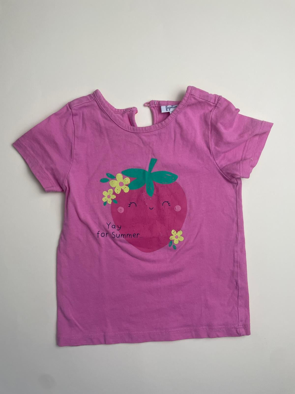 Maglietta Bambina Rosa con Stampa Fragola