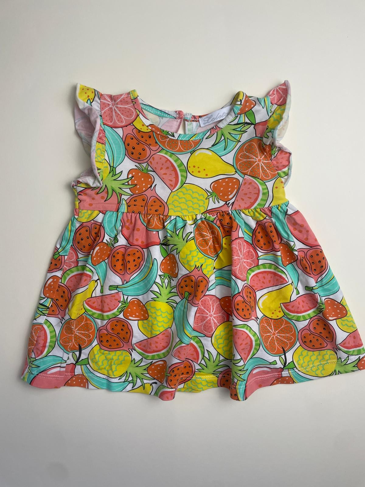 Vestito per bambina con stampa frutta colorata