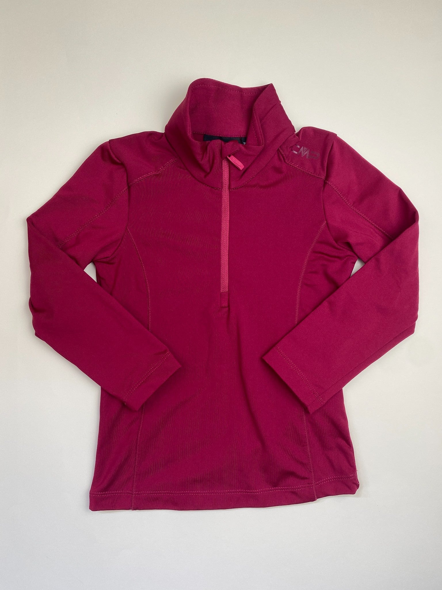 Maglia Sportiva a Mezza Zip Fucsia Collo Alto