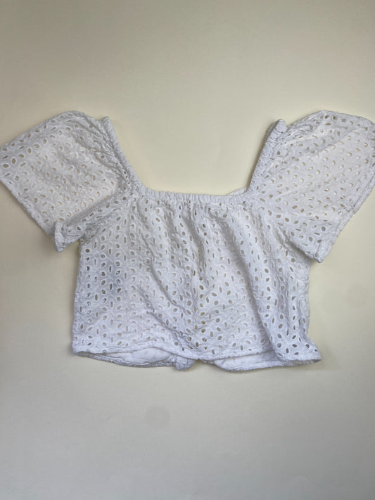 Blusa Bianca Sangallo con Maniche a Sbuffo