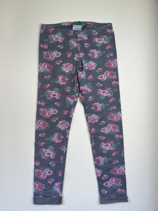Leggings Grigi con Rose Rosa