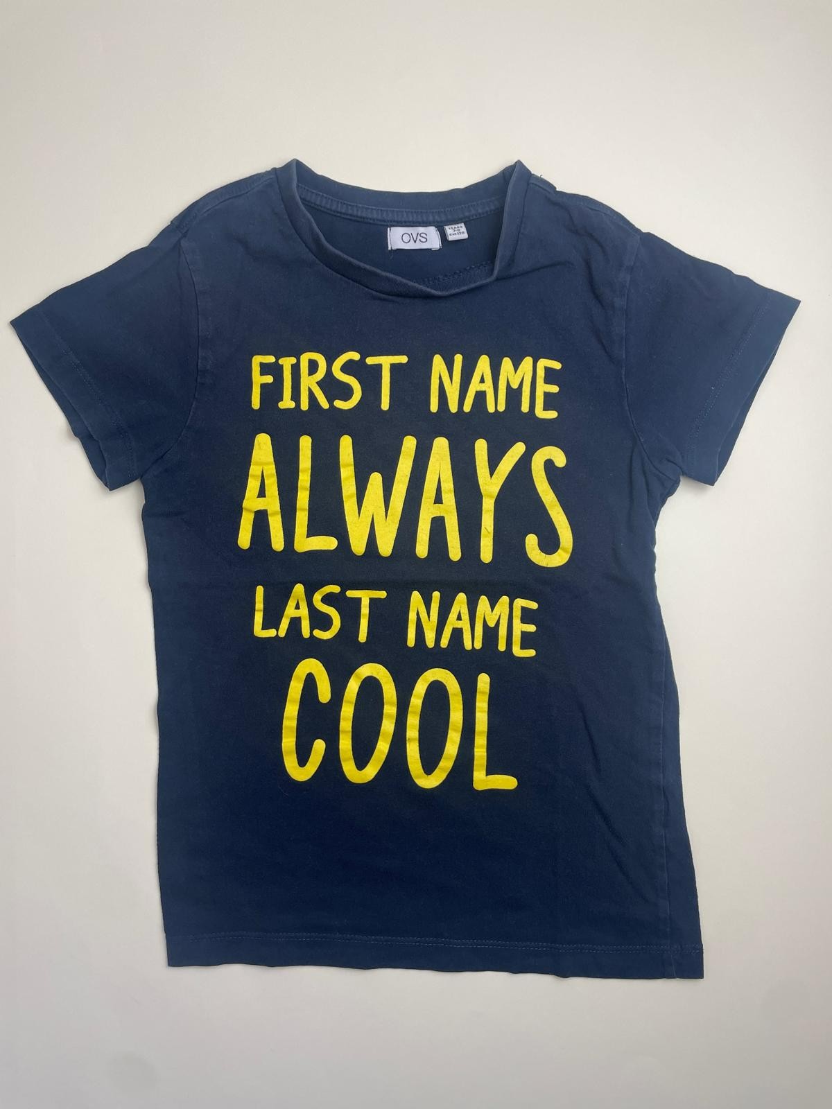 Maglietta OVS blu con stampa "FIRST NAME ALWAYS LAST NAME COOL"