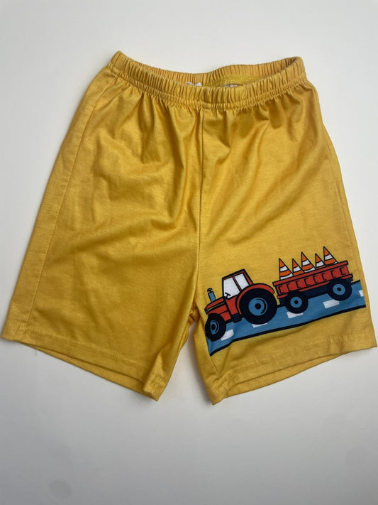 Pantaloncini Gialli per Bambino con Stampa Trattore