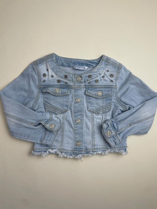 Giacca di Jeans Mayoral per Bambina con Borchie e Orlo Sfilacciato