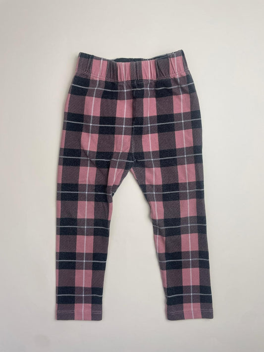 Leggings Bambina a Quadri Scozzesi Rosa e Grigio