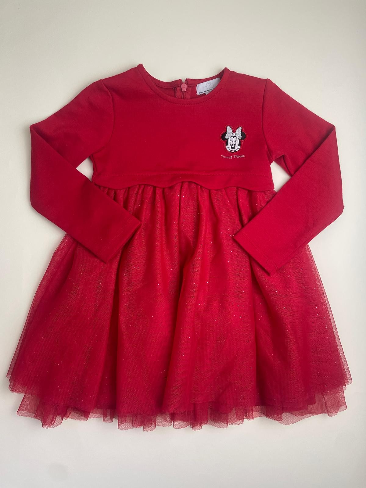 Vestito rosso Minnie Mouse con gonna in tulle glitterato
