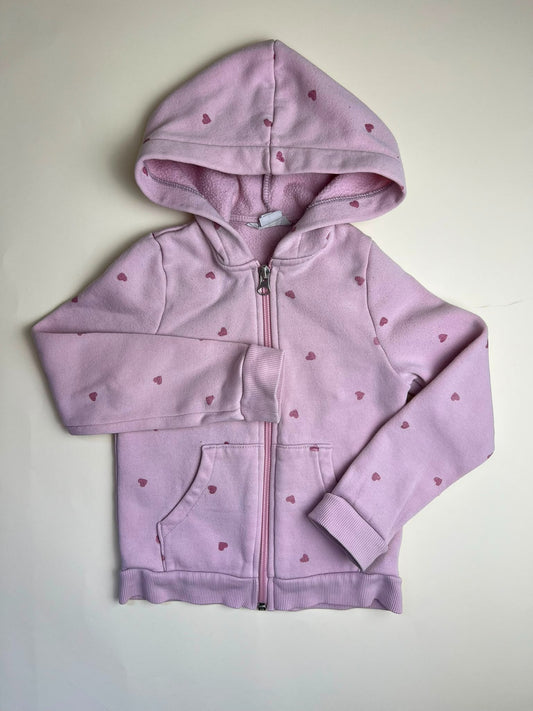 Felpa con cappuccio rosa a cuori per bambini