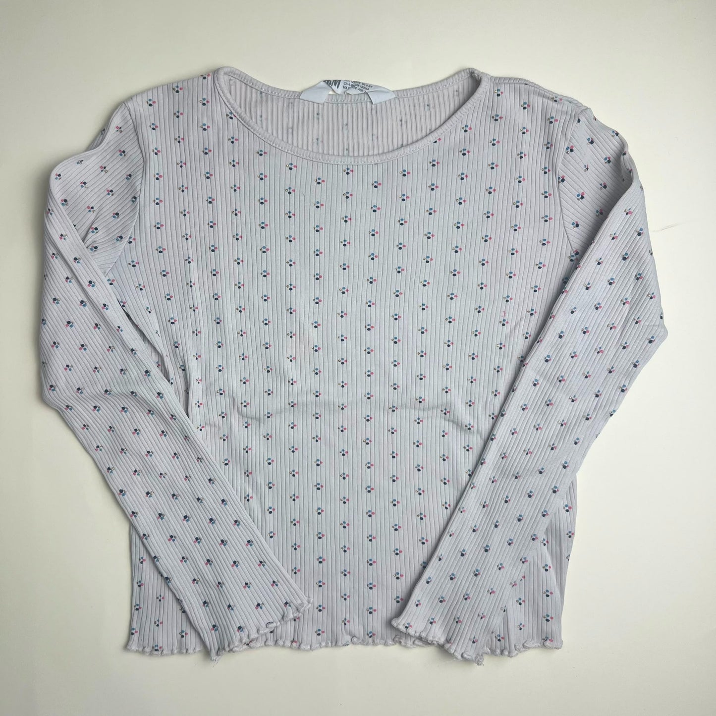 Maglia a maniche lunghe a costine con stampa floreale