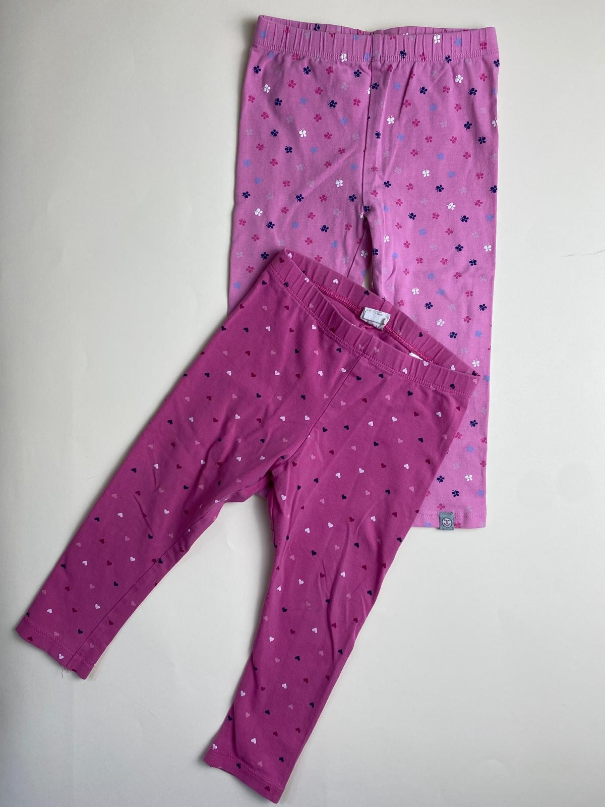 Set 2 Leggings Bambina con Fantasia Cuori e Fiori