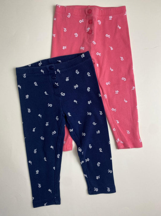 Set 2 Leggings a Costine Floreali per Bambina