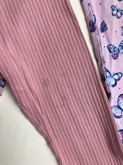 Set 2 Leggings Bambina Rosa e Fantasia Farfalle