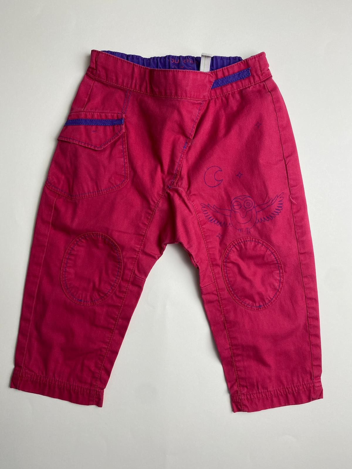 Pantaloni Cargo Fucsia con Ricamo Gufo
