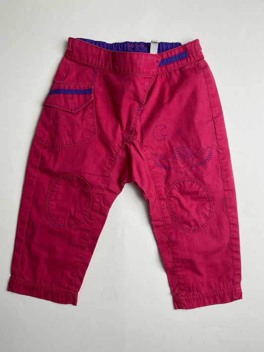 Pantaloni Cargo Fucsia con Ricamo Gufo