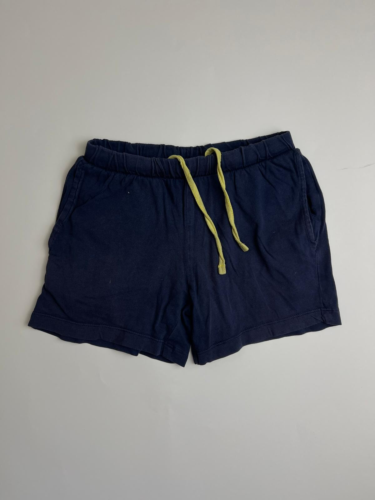 Pantaloncini in jersey blu navy con coulisse gialla