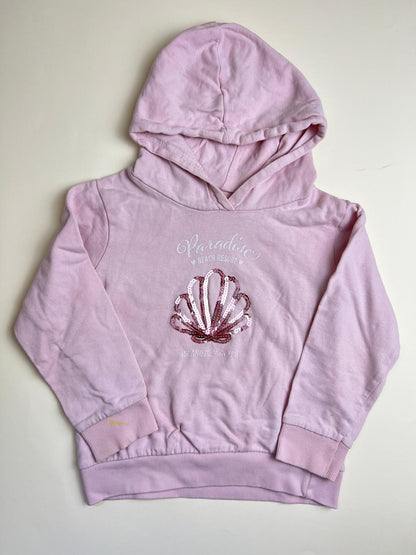 Felpa con cappuccio rosa bambina con conchiglia di paillettes