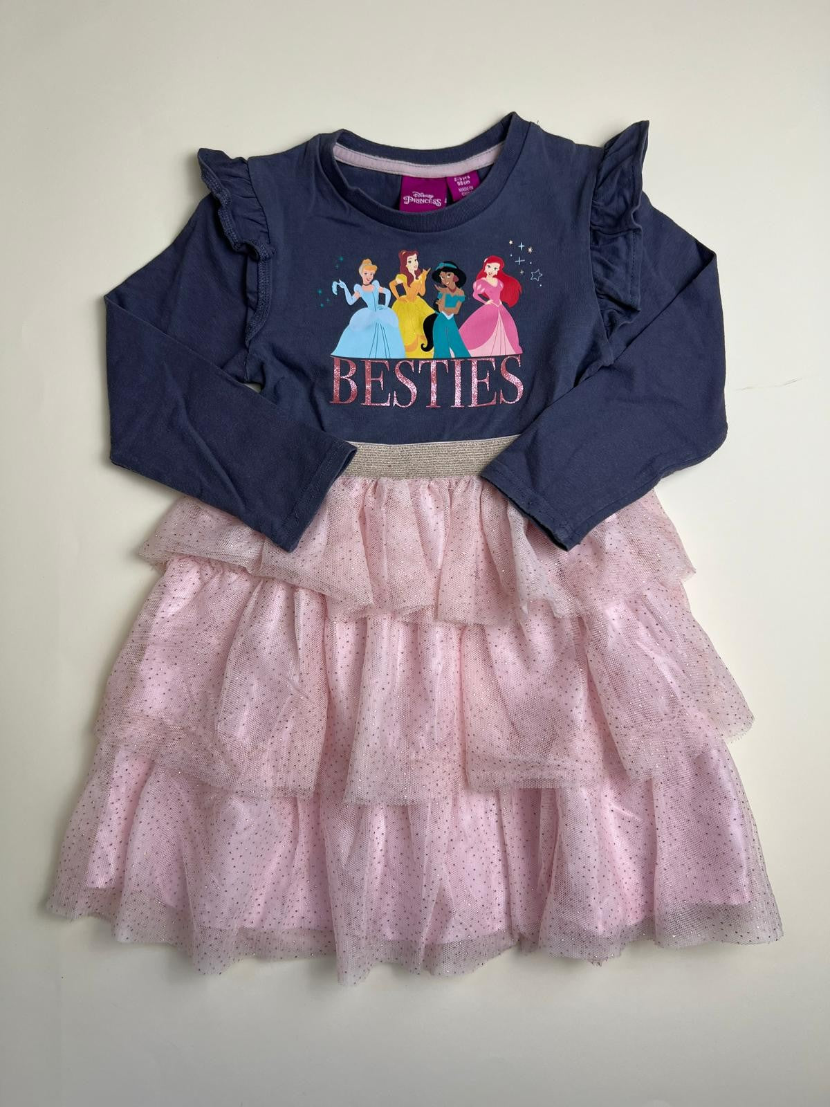 Vestito Bambina Disney Princess con Gonna in Tulle Glitterato