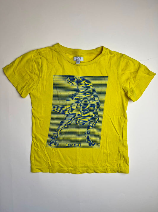 T-shirt Gialla con Stampa Dinosauro