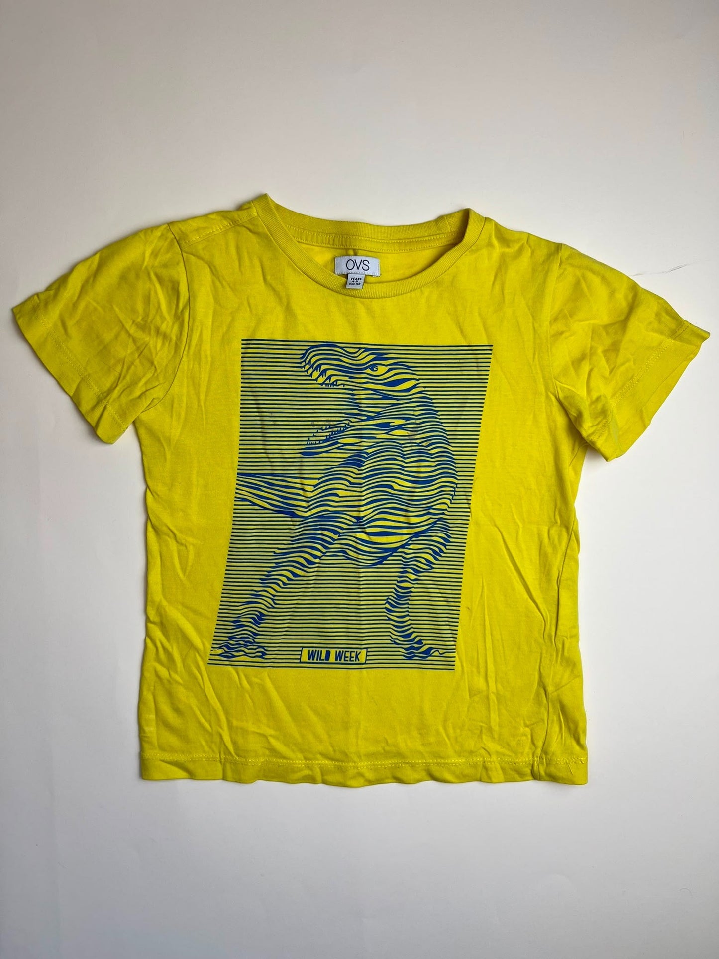 T-shirt Gialla con Stampa Dinosauro