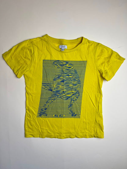 T-shirt Gialla con Stampa Dinosauro