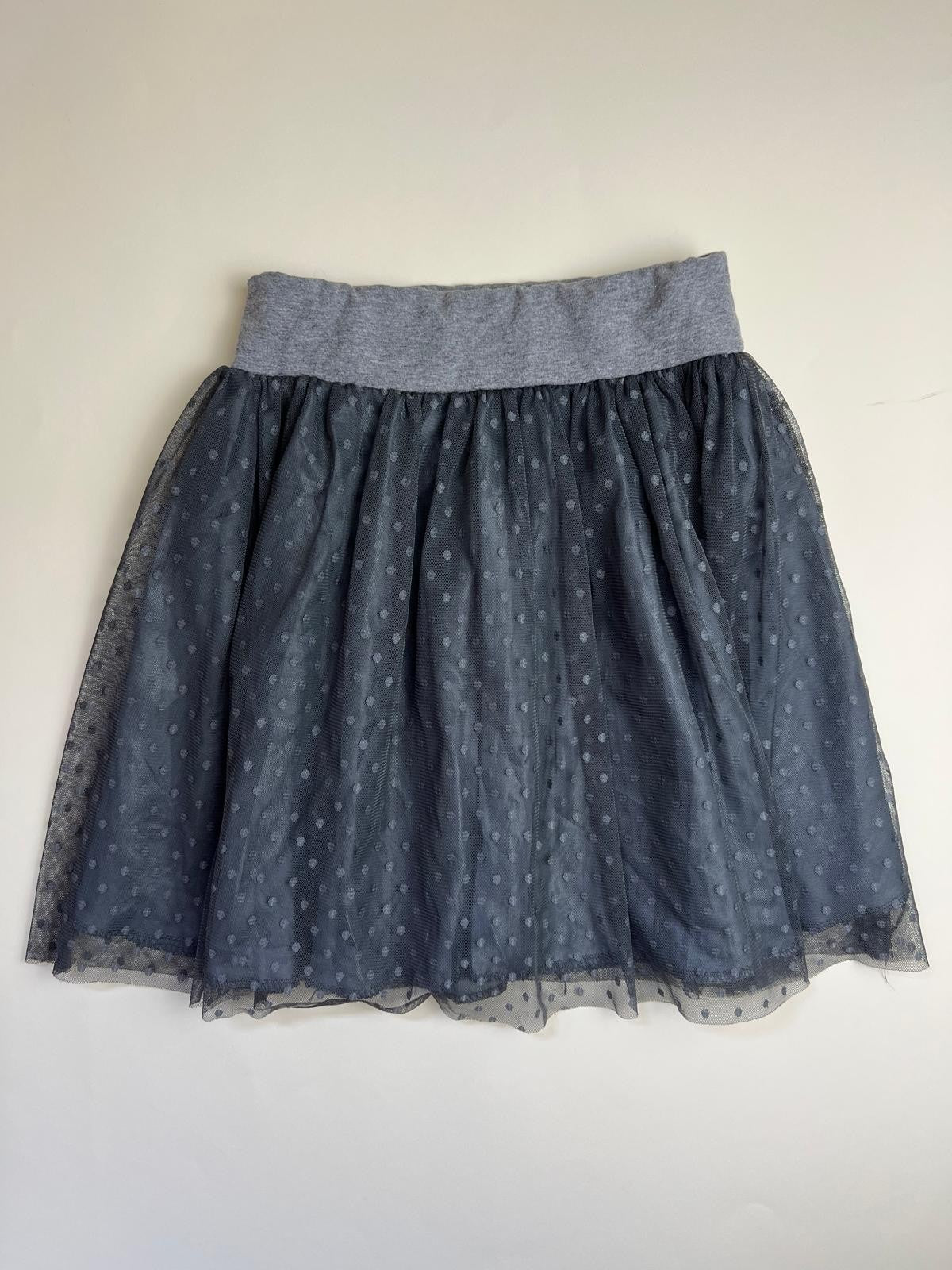 Gonna in tulle a pois grigio scuro