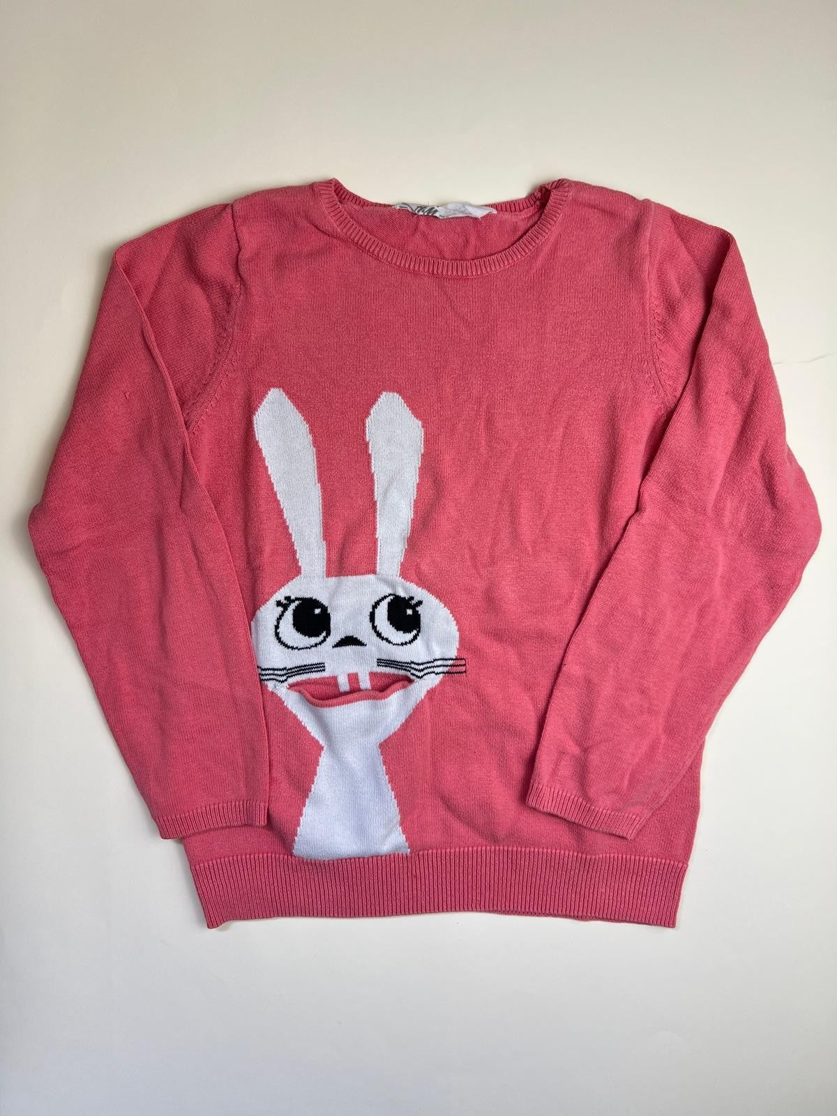 Maglione rosa per bambina con coniglio