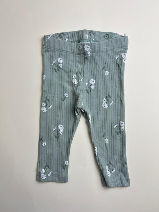 Leggings a costine per neonato con stampa margherite