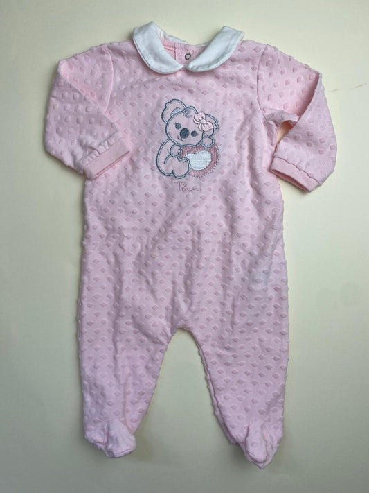 Tutina neonato rosa con ricamo koala e colletto