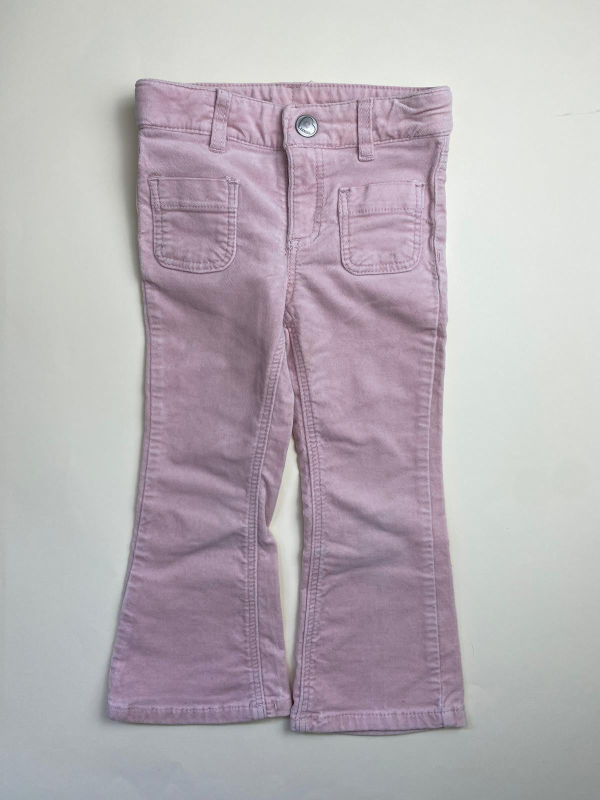 Pantaloni a zampa in velluto liscio