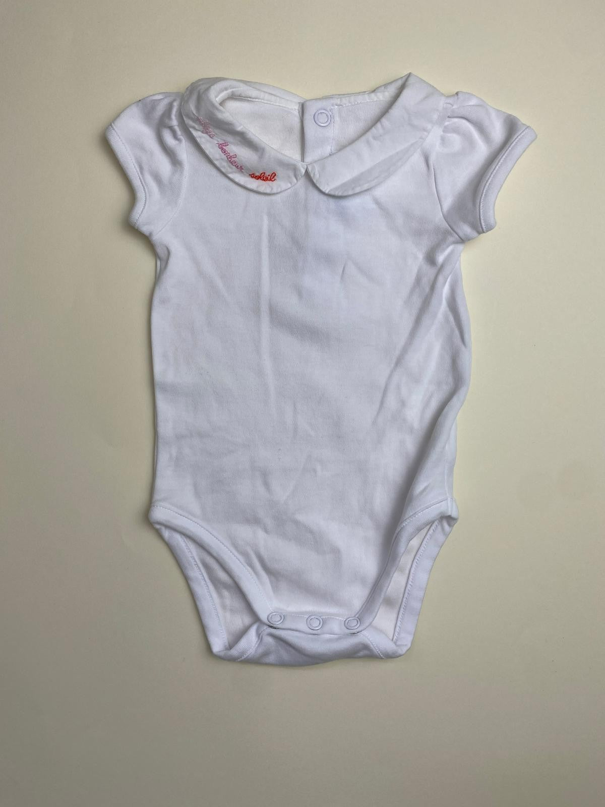 Body Neonata Bianco con Colletto e Ricamo