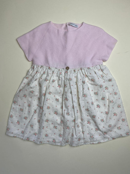Vestito per neonata in maglia e fantasia floreale