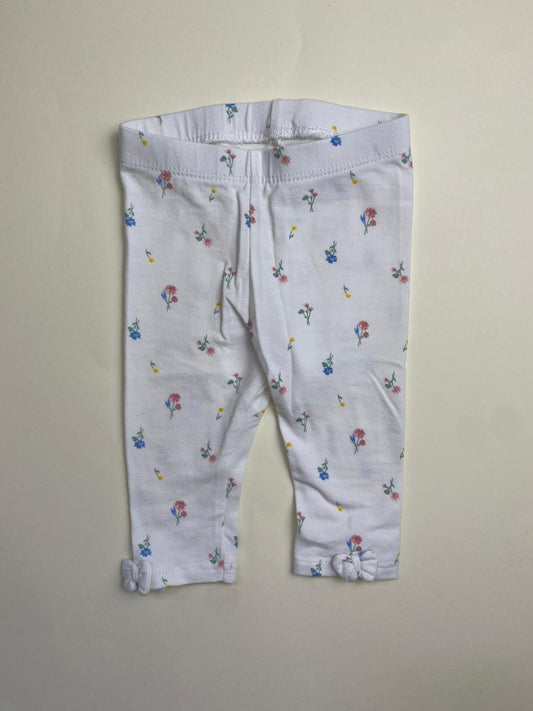 Leggings neonata bianchi con stampa floreale