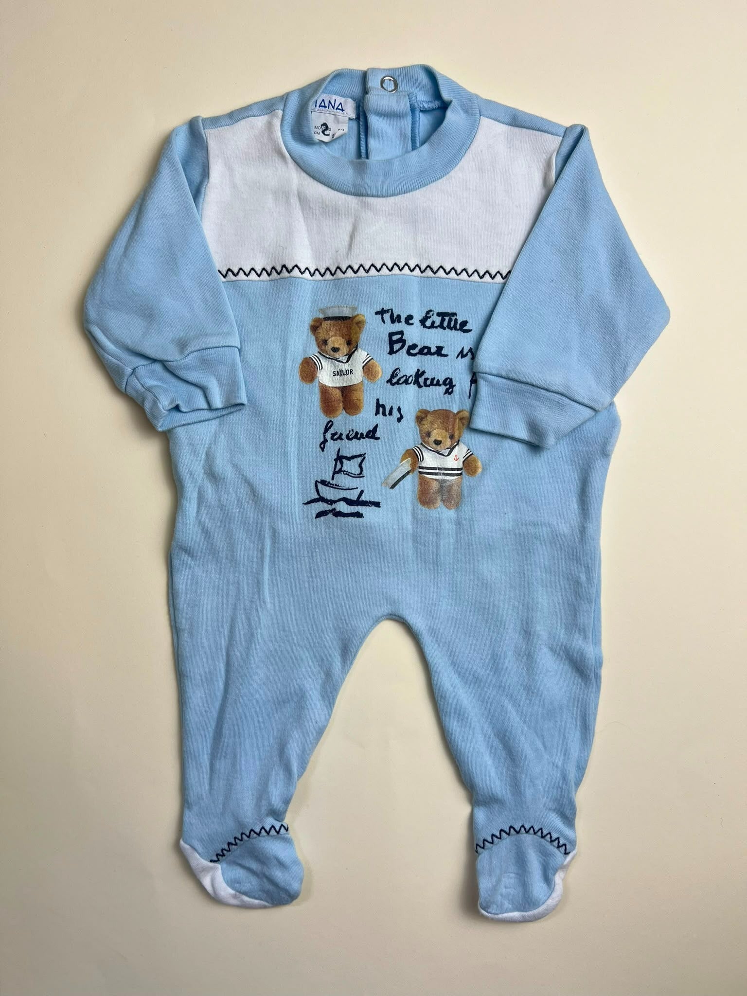 Tutina neonato azzurra con orsetti marinai