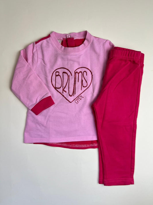 Completo per bambina: felpa rosa e leggings fucsia