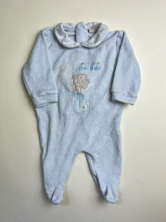 Tutina Neonato in ciniglia azzurra