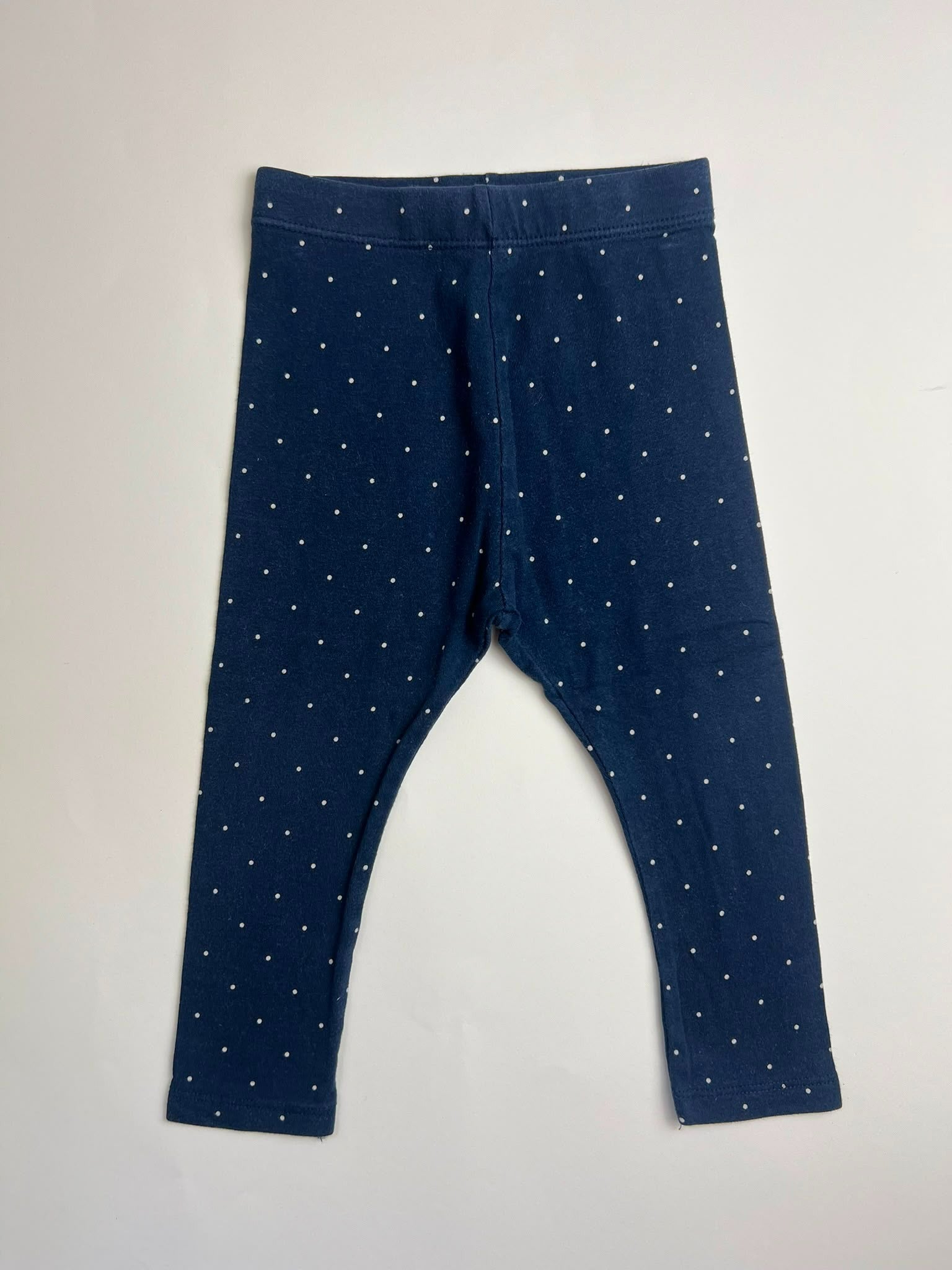 Leggings Bambina Blu Scuro a Pois Bianchi