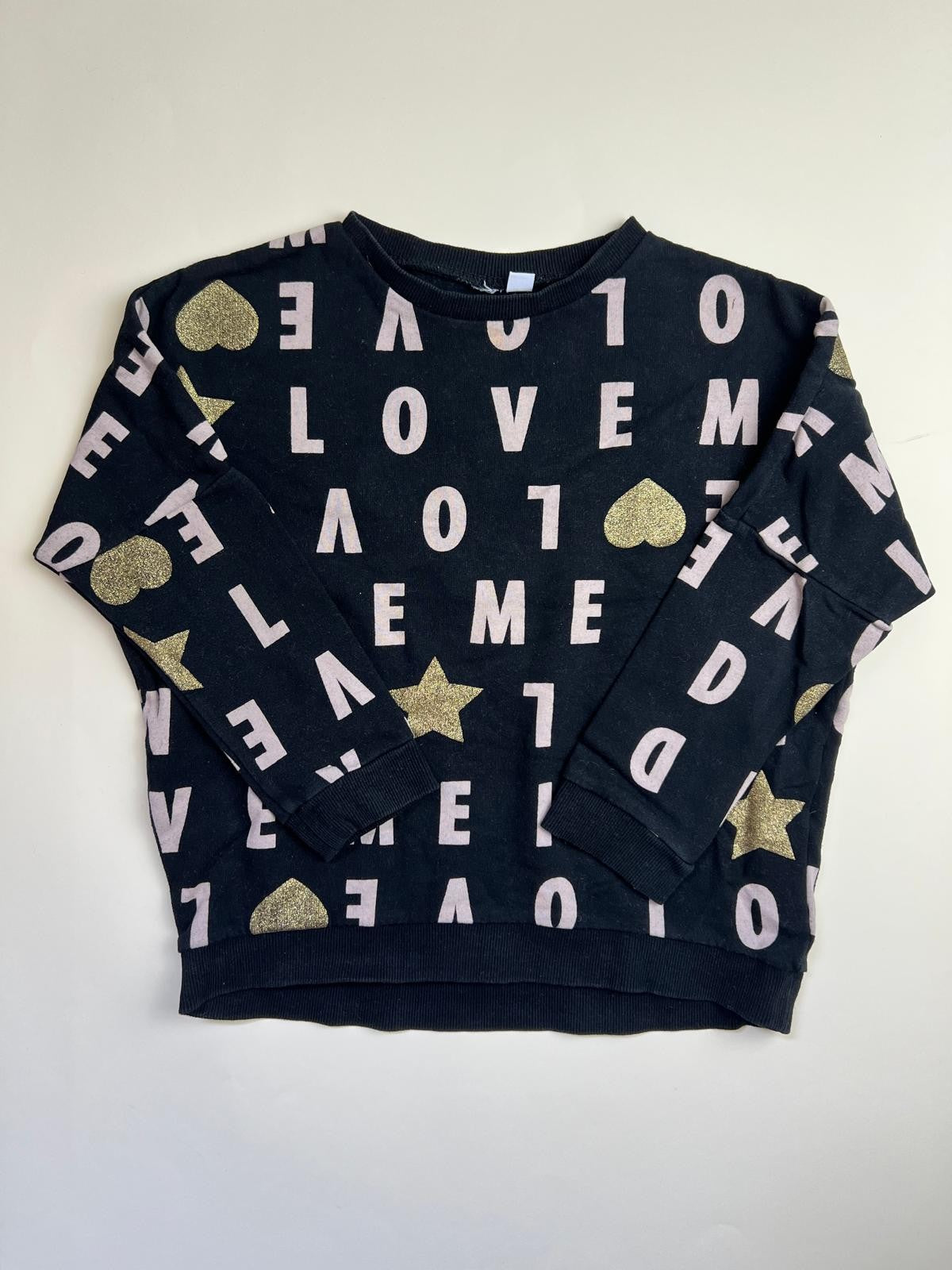 Felpa Nera con Stampa "LOVE" e Glitter