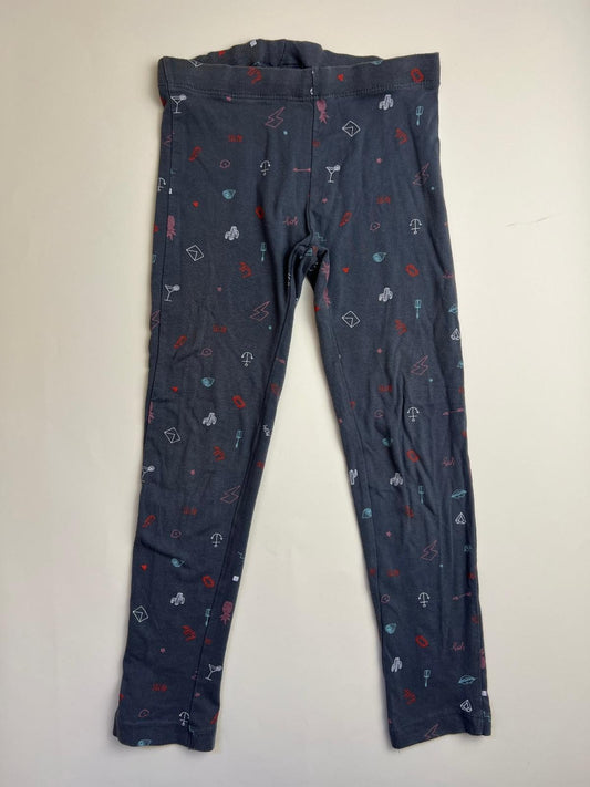 Leggings grigi con fantasia di icone colorate