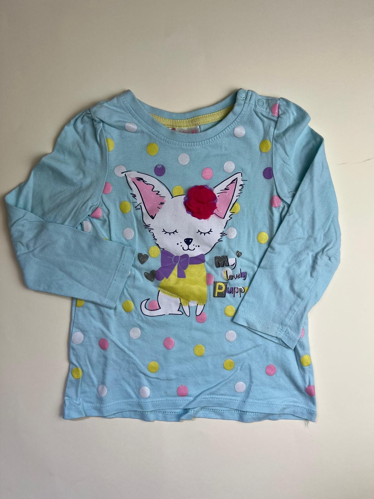 Maglietta a maniche lunghe per bambina con stampa cucciolo