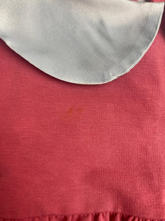 Vestito Bambina Rosa con Colletto Azzurro e Applicazione Ragazza