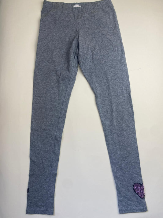 Leggings grigi con cuore di paillettes