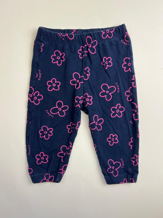 Pantaloni in felpa Blu Scuro con Stampa Fiori