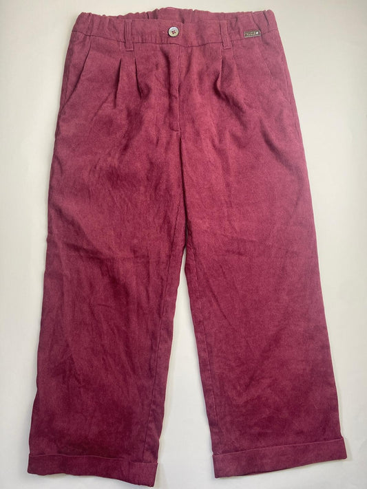 Pantaloni in velluto a coste bordeaux con pinces