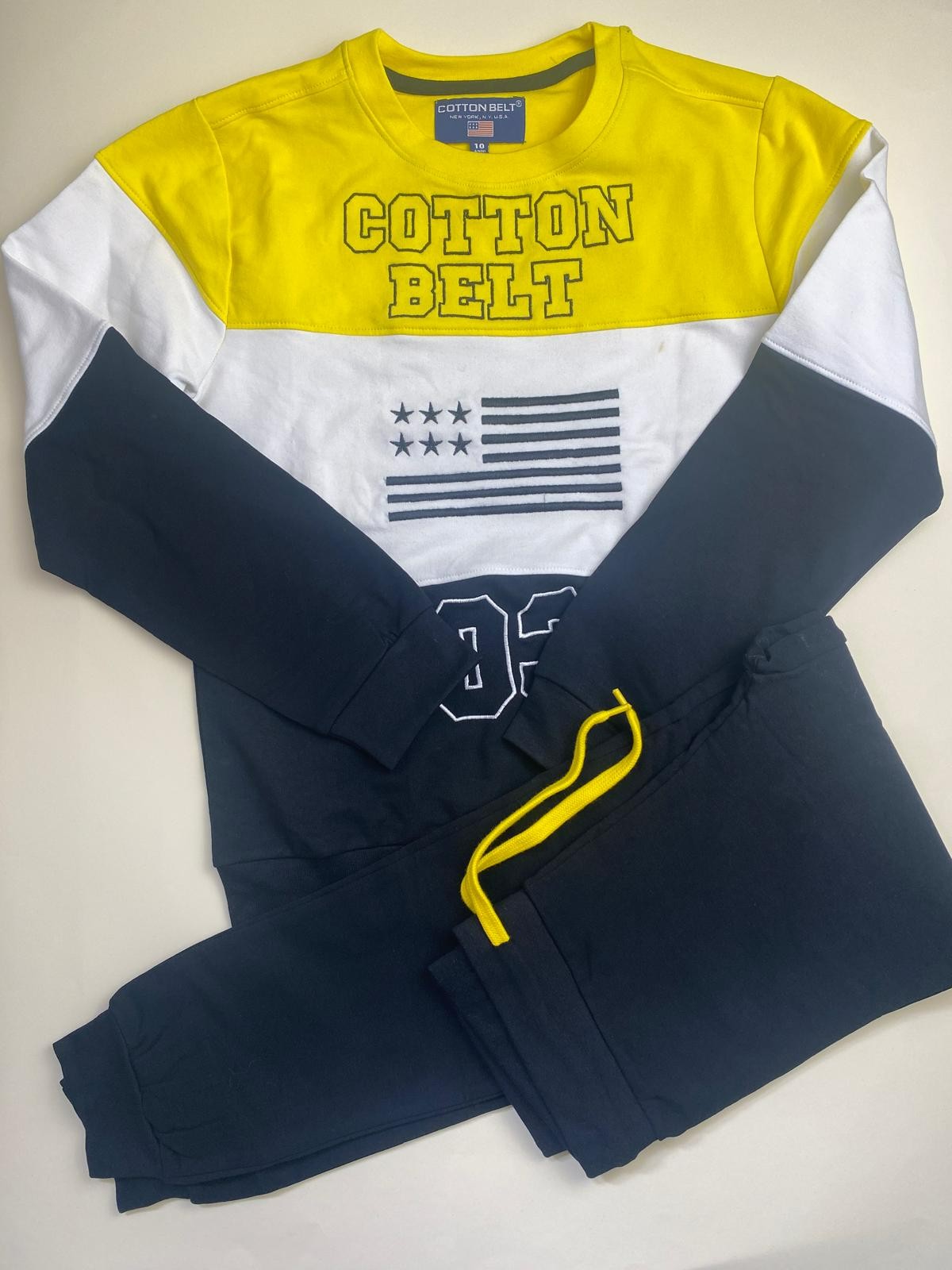 Tuta sportiva Cotton Belt bicolore con stampa