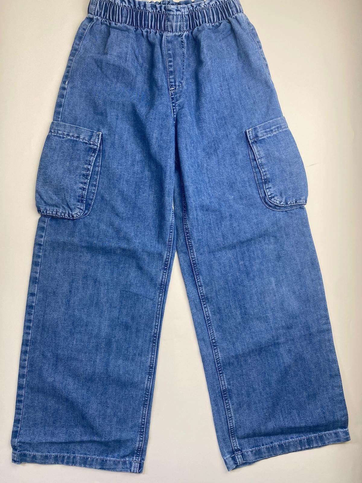 Jeans Cargo Larghi con Elastico in Vita