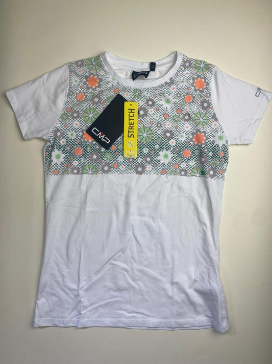 T-shirt  bianca con fantasia floreale 