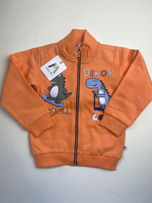 Felpa Arancione con Dinosauri