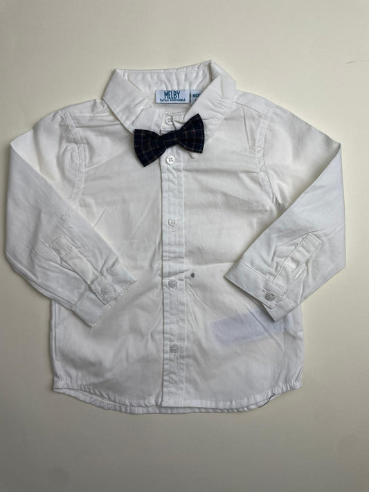 Camicia bianca bambino con papillon a quadri - difetto