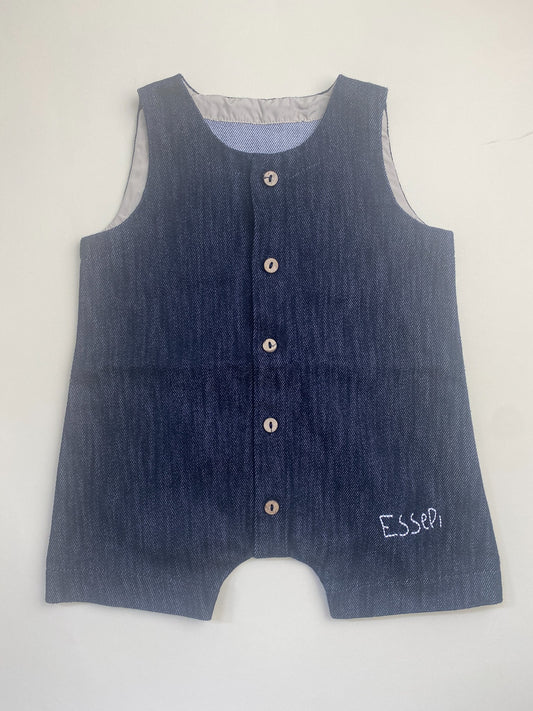 Pagliaccetto Neonato in Denim con Bottoni