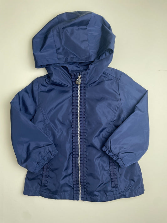Giacca a vento blu navy per bambina con cappuccio