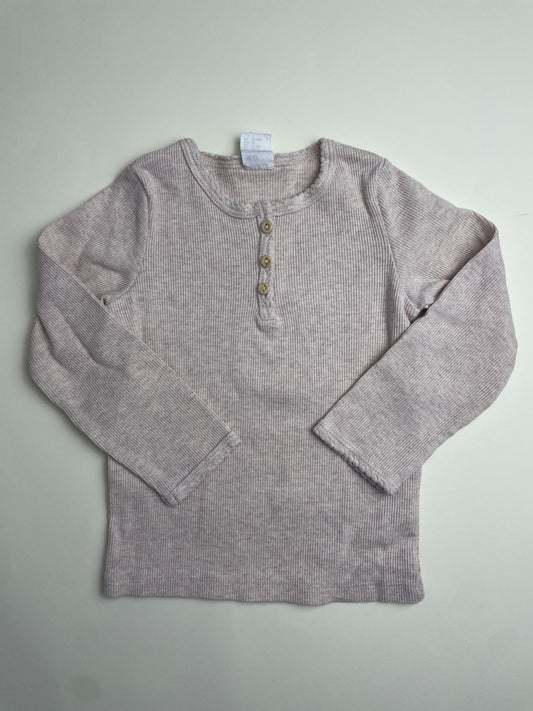 Maglia a maniche lunghe a costine con bottoni